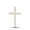14k Yellow Gold Womens Round Diamond Cross Pendant 1/2 Cttw