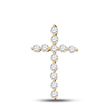  14k Yellow Gold Womens Round Diamond Cross Pendant 1/2 Cttw