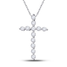  14k White Gold Womens Round Diamond Cross Pendant 1/2 Cttw