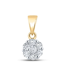  14k Yellow Gold Womens Round Diamond Flower Cluster Pendant 3/4 Cttw
