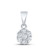 14k White Gold Womens Round Diamond Flower Cluster Pendant 3/4 Cttw