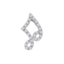  14k White Gold Womens Round Diamond Half Note Music Fashion Pendant 1/10 Cttw