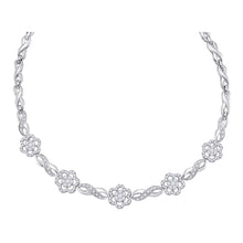  14k White Gold Womens Round Diamond Infinity Flower Cluster Necklace 2 Cttw