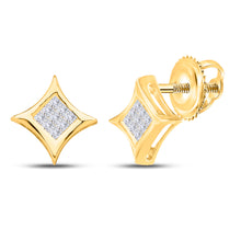  14k Yellow Gold Womens Princess Diamond Cluster Kite Square Earrings 1/6 Cttw