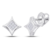  14k White Gold Womens Princess Diamond Cluster Square Kite Earrings 1/6 Cttw