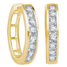  14k Yellow Gold Womens Round Diamond Hoop Earrings 1/2 Cttw
