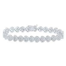  14k White Gold Womens Round Princess Diamond Heart Bracelet 6-3/8 Cttw