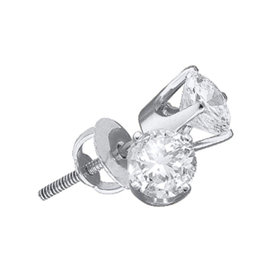 14k White Gold Unisex Round Diamond Solitaire Stud Earrings 5/8 Cttw
