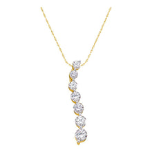  14k Yellow Gold Womens Round Diamond Journey Pendant 1/2 Cttw