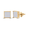 14k Yellow Gold Womens Princess Diamond Square Earrings 1/2 Cttw