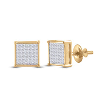  14k Yellow Gold Womens Princess Diamond Square Earrings 1/2 Cttw