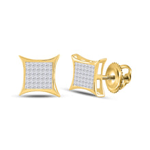  14k Yellow Gold Womens Princess Diamond Square Earrings 1/2 Cttw