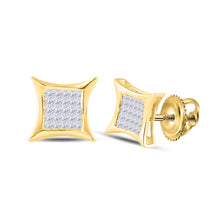  14k Yellow Gold Womens Princess Diamond Square Earrings 1/3 Cttw