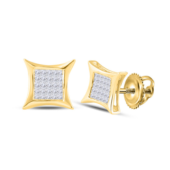 14k Yellow Gold Womens Princess Diamond Square Earrings 1/3 Cttw