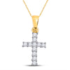 14k Yellow Gold Womens Round Diamond Cross Pendant 1/10 Cttw