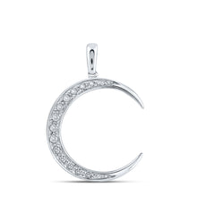  14k White Gold Womens Round Diamond Crescent Moon Pendant 1/6 Cttw