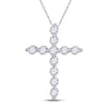 14k White Gold Womens Round Diamond Cross Pendant 1/4 Cttw