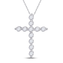  14k White Gold Womens Round Diamond Cross Pendant 1/4 Cttw