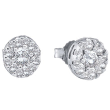  14k White Gold Womens Round Diamond Flower Cluster Earrings 1/2 Cttw