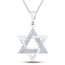  10k White Gold Womens Round Diamond Star Magen David Jewish Pendant 1/10 Cttw