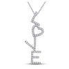10k White Gold Womens Round Diamond Cascading Love Heart Pendant 1/5 Cttw