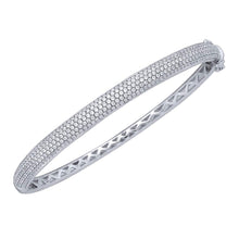  14k White Gold Womens Round Diamond Pave Bangle Bracelet 2 Cttw