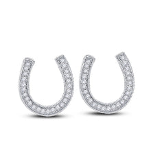  10k White Gold Diamond Womens Horseshoe Lucky Stud Earrings 1/6 Cttw