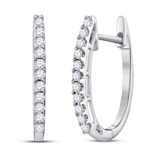  14k White Gold Womens Round Diamond Hoop Earrings 1/4 Cttw