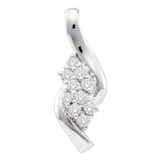 14k White Gold Womens Round Diamond Fashion Cluster Pendant 1/4 Cttw