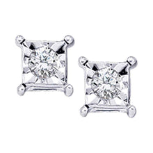  10k White Gold Womens Round Diamond Solitaire Earrings 1/20 Cttw
