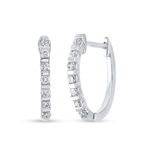  10k White Gold Womens Round Diamond Hoop Earrings 1/4 Cttw
