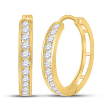  14k Yellow Gold Womens Round Diamond Hoop Earrings 2 Cttw