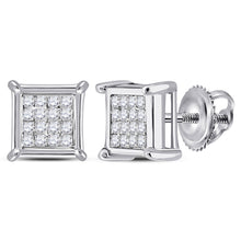  10k White Gold Womens Princess Diamond Square Earrings 1/6 Cttw