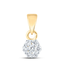  14k Yellow Gold Womens Round Diamond Flower Cluster Pendant 1/4 Cttw