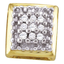  Yellow-tone Sterling Silver Womens Round Diamond Square Earrings 1/10 Cttw