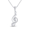 10k White Gold Womens Round Diamond Treble Clef Music Note Pendant 1/20 Cttw