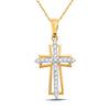 14k Yellow Gold Womens Round Diamond Cross Pendant 1/4 Cttw