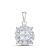 14k White Gold Womens Princess Diamond Fashion Cluster Pendant 1/2 Cttw