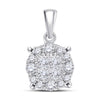 14k White Gold Womens Princess Diamond Cluster Pendant 1/4 Cttw
