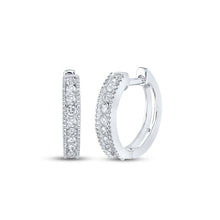  14k White Gold Womens Round Diamond Hoop Earrings 1/4 Cttw