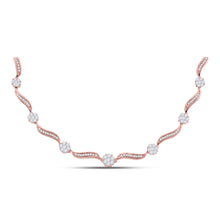  14k White Gold Womens Round Diamond Cocktail Cluster Necklace 2-1/2 Cttw