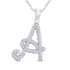 10k White Gold Womens Round Diamond Cursive A Letter Pendant 1/6 Cttw