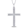 10k White Gold Womens Round Diamond Cross Pendant 1/12 Cttw