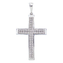  10k White Gold Womens Round Diamond Medium Cross Pendant 1/5 Cttw