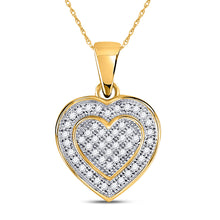  10k Yellow Gold Womens Round Diamond Heart Pendant 1/6 Cttw