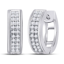 10k White Gold Womens Round Diamond Huggie Earrings 1/6 Cttw