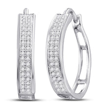  10k White Gold Womens Round Diamond Hoop Earrings 1/5 Cttw