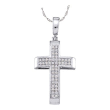  10k White Gold Womens Round Diamond Cross Pendant 1/6 Cttw