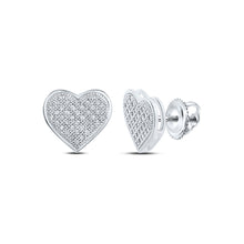  10k White Gold Womens Round Diamond Heart Earrings 1/4 Cttw