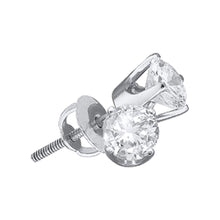  14k White Gold Womens Round Diamond Solitaire Earrings 1/10 Cttw